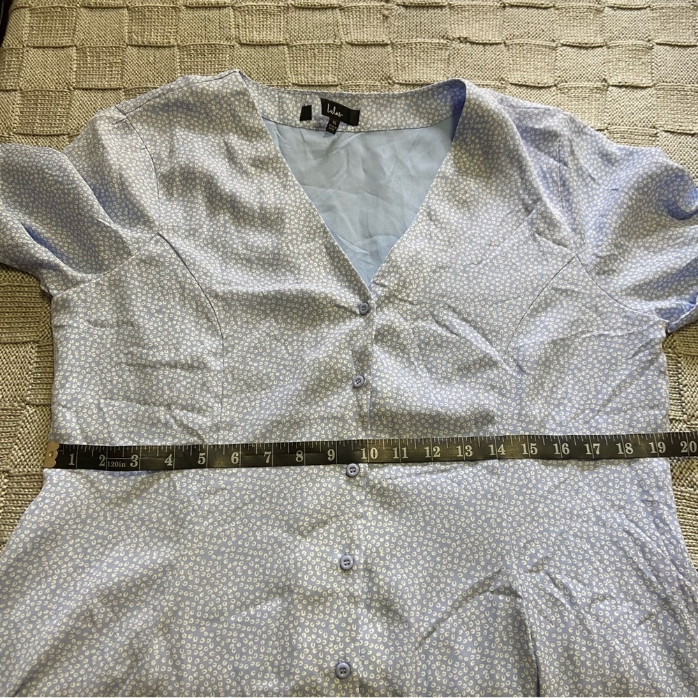 NWOT Lulus Castana Light Blue Print Button-Up Dress - Picture 6 of 11